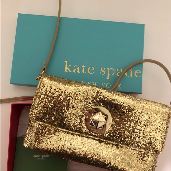 Kate Spade Gold Sparkle Clutch/Crossbody - Picture 3 of 6